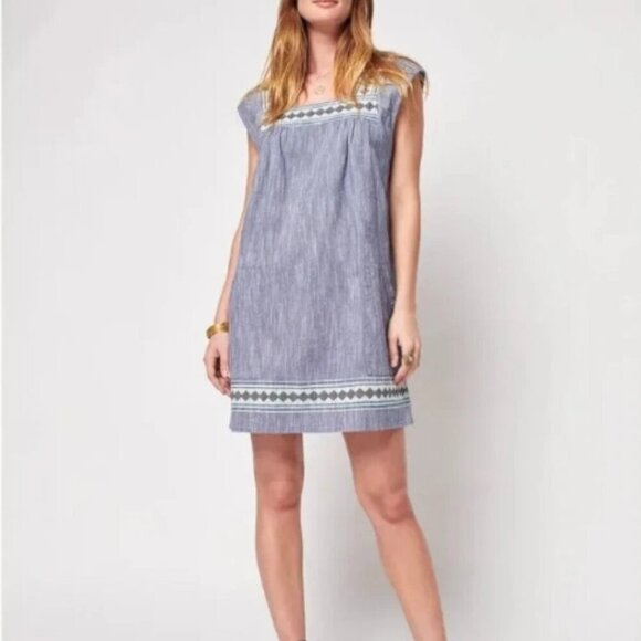 Faherty Dresses & Skirts - Faherty Hailee Sleeveless Boho Tribal Embroidered Mini Dress Organic Cotton - XS